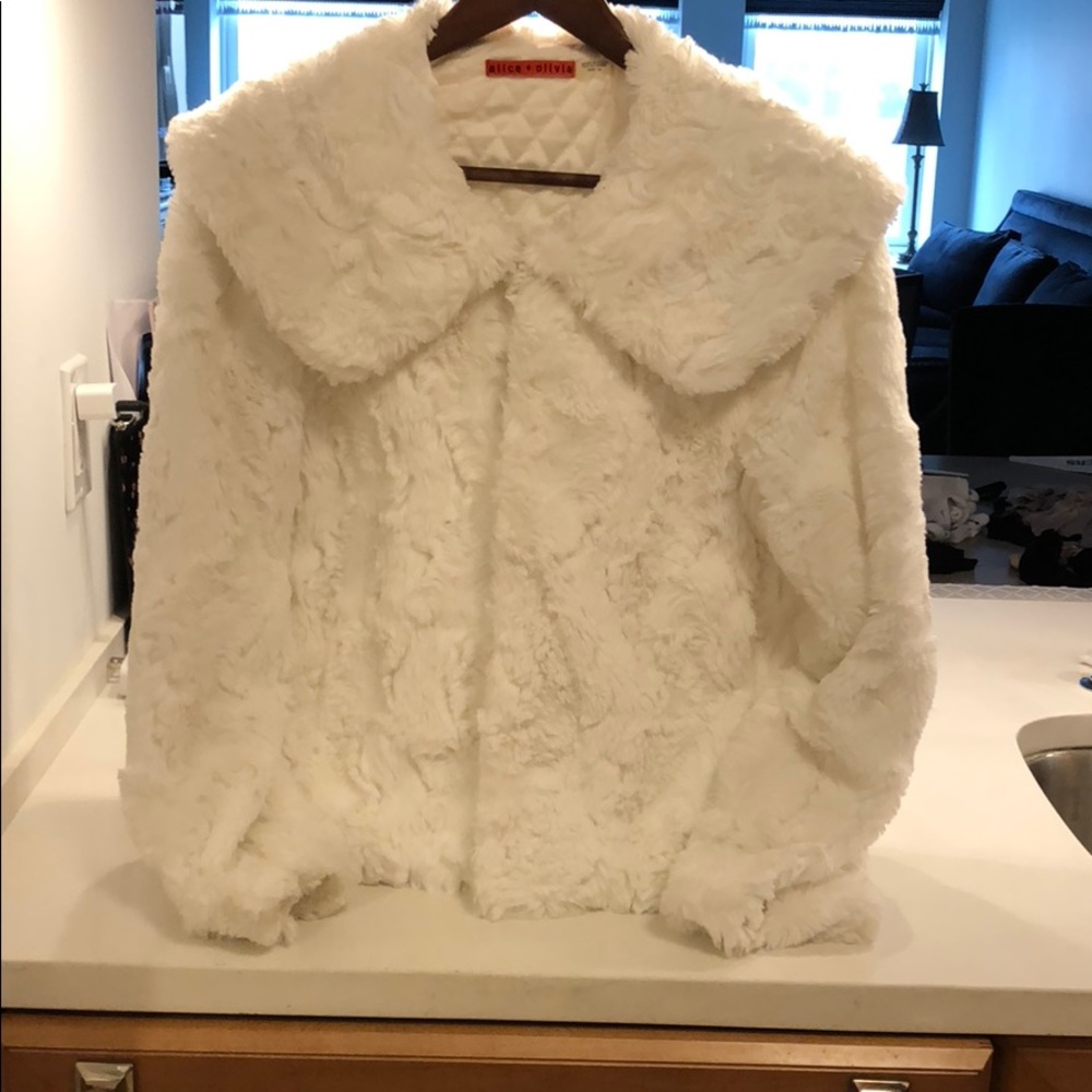 Alice and Olivia white rabbit jacket
